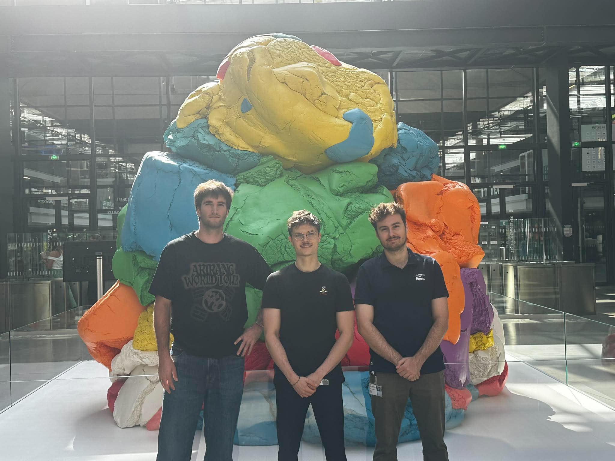 Sven Juge, Pierre Lammers and Benjamin Chollet, the KomAInu founders, at STATION F